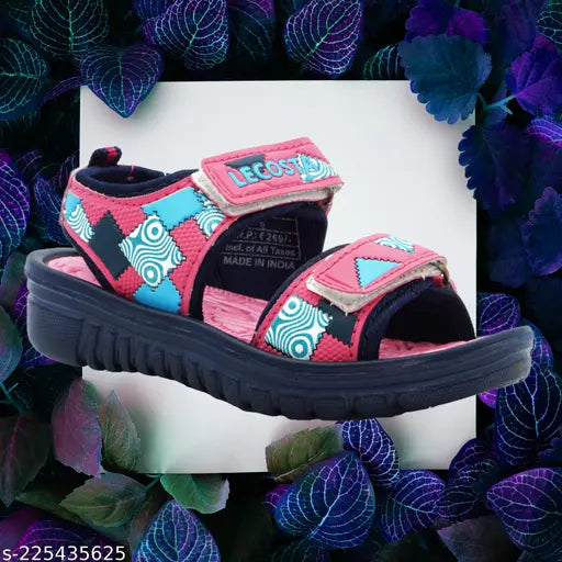 Limited Edition Navy Blue/Pink/Green Lecosta Kids Sandals - Patent Leather with Eva Sole, Velcro fastening, ideal for ages 12 months to 5 years (India)