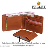 Brown faux leather men's wallet with 2 compartments, solid design, free size (23cm x 9cm), made in India