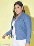 Denim jacket for women, solid pattern, long sleeves, available in multiple sizes (XS-6XL), perfect for chilly weather