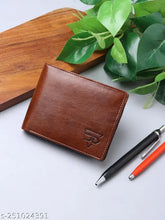 Faux leather men's wallet with 6 card slots, 1 coin pocket, 2 hidden compartments, 2 currency slots, ID slot. Solid pattern, free size (11cm x 9cm). Quality gift from India