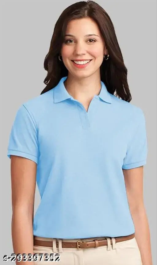 Indian-made women's regular fit half sleeves polo shirt, 60% cotton, 40% polyester, solid color, XXL size