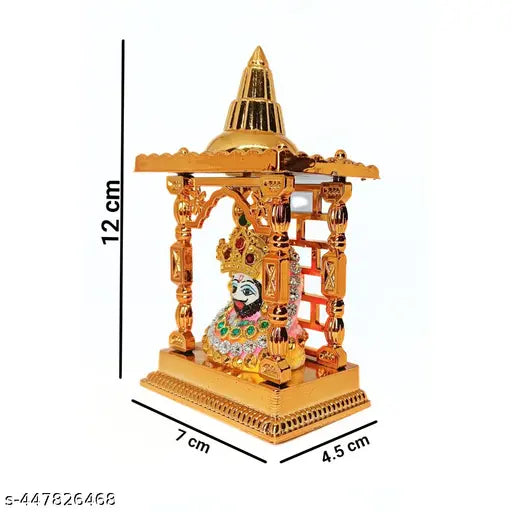 Marble dust Krishna idol, intricately detailed Indian-made statuette of Khatu Shyam Baba Ji (7cm x 12cm x 4.5cm)
