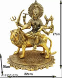 Handmade brass Maa Durga idol statue, intricately designed decorative showpiece from India