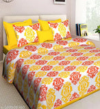 Cotton ethnic motif flat sheets, 170 thread count for king size double bed, ideal for adult summer use with 2 pillow covers, made in India