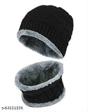 Woolen Aksmit winter cap with two-layer neck scarf, perfect for men and women in cold weather