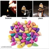 Blue & Gold PMR PolyResin Ganesha Buddha Combo Incense Holder Showpiece, backflow waterfall design with 50 cones