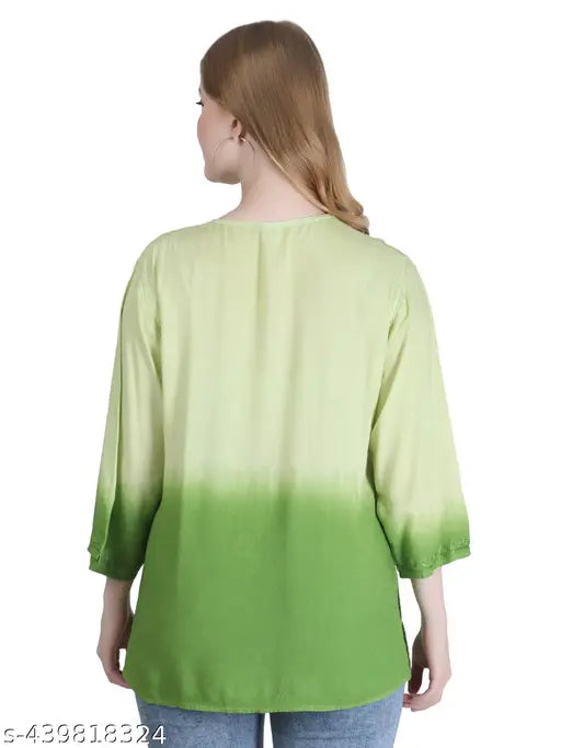 Rayon, embellished Chikankari short kurta for women - versatile and comfortable everyday fashion