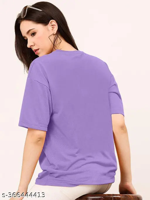 Women's cotton graphic printed oversize t-shirt in loose fit, long sleeves & drop shoulder design, India
