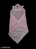 Pink velvet hooded baby blanket, protects baby from cold during mild winter