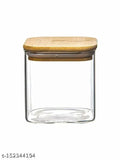 Rust-proof bamboo wooden lid glass containers, airtight 700ml storage jars set of 3 for space-saving pantry organization