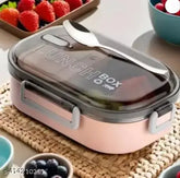 Peach stainless steel thermoware lunch pack with spill-proof body and airtight leak-proof lid, ideal for snacks, fruits, rotisabzi rice dishes, school, office, travelling. Food safe & healthy, BPA free, reusable & durable