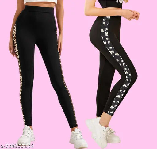 Colorblocked Lycra jeggings for women's versatile fashion, 2-pack with sizes from 26-36 inches