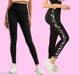 Colorblocked Lycra jeggings for women's versatile fashion, 2-pack with sizes from 26-36 inches