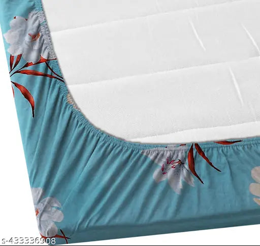 Microfiber, elastic, botanical-print moonroof fitted bedsheet for adult use in AC room. Double king size with 2 pillow covers, made in India