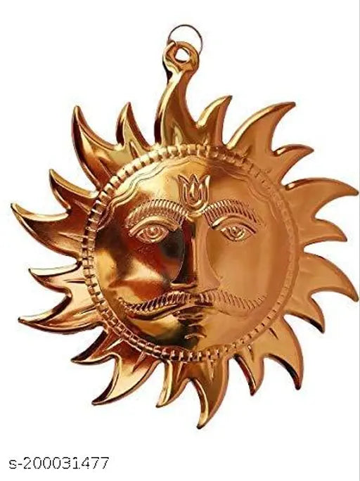 Copper Vastu Surya wall art, motivational sun decor, 20cm x 22cm x 3cm, brings positive energy to home offices