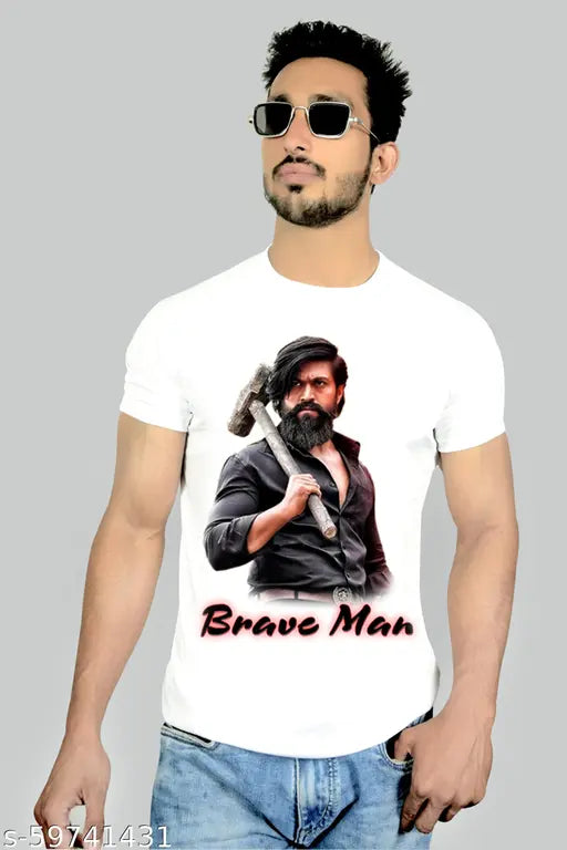 Cotton silk printed net half sleeve t-shirt (XS, 34in chest, 20in length) - Braveman YES KGF, versatile fashion for daily wear, country of origin: India