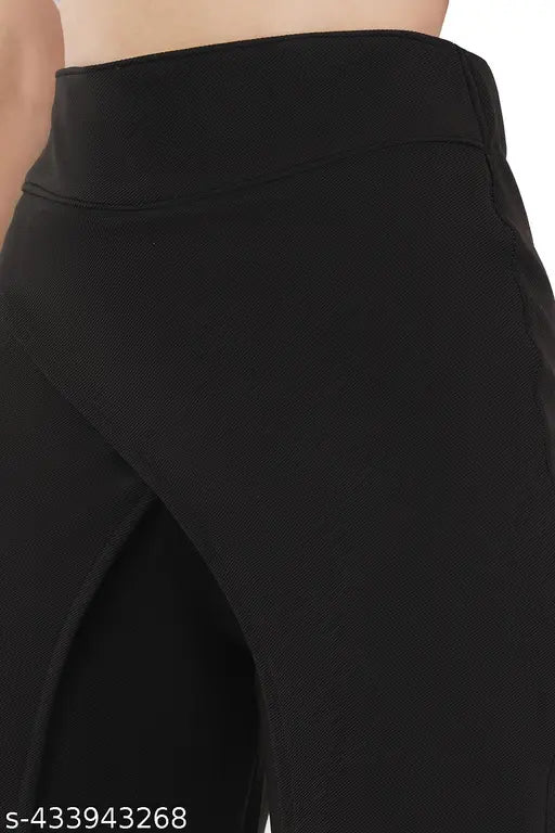 Women's high waist straight-leg polyester pants, solid color, trendy casual/office wear, inspired by Korean fashion