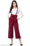 Brown polyester dungaree for women, solid pattern, short sleeves, great addition to formal wear