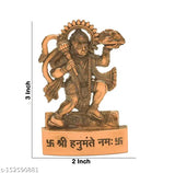 Copper polished Hanuman idol statue, 45cm x 7cm, Indian spiritual religious decor