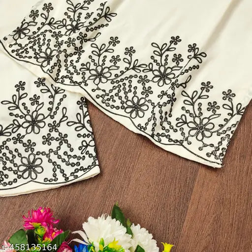 Rayon embroidery top bottom set, long sleeves, trendy fashion for women, India-made