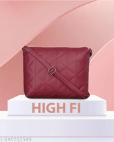 Pink PU sling bag with self-design pattern, water-resistant, single compartment and inner zip pocket. High-quality cross-functional bag for women