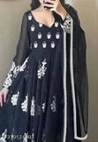 Embroidered Georgette Anarkali Gown, long sleeves, soft & smooth fabric for women's fashion