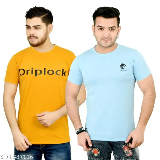 Cotton round neck t-shirt with driplock print, soft and comfortable for casual yet classy style