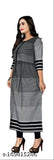 Black cotton 3D striped gown, three-quarter sleeves, Indian kurti for daily wear