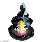 Handicrafted smoke Ganesha resin fountain, incense burner with 20 cones, 12cm x 13cm x 10cm, home decor, India origin