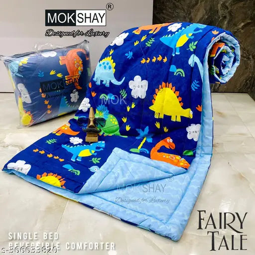 Lightweight glace cotton single bed comforter with cartoon digital print, suitable for kids and home. Perfect for a single person. Indian-made, machine washable