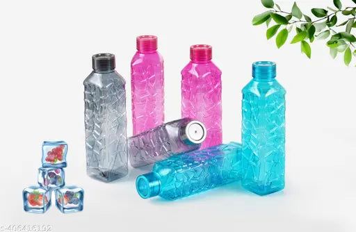 Blue BPA-free fridge water bottle combo for home, office, gym, and school - leak-proof and freezer safe (Pack of 6)