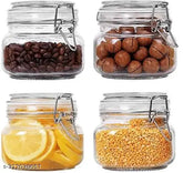 Airtight square glass jars, 500ml each for kitchen storage and dry fruit preservation, pack of 4