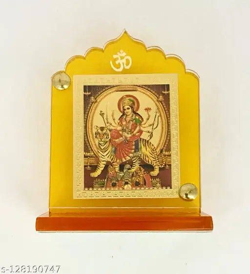 Indian acrylic religious idol: Maa Sherawali, Durga, Jagdamba, Vaishno figurine for car dashboard, home decor, or study table