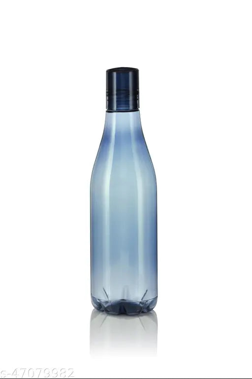 Black plastic Trendy Water Bottle, 1L fridge-friendly design, Flux Capacity brand, unbreakable structure on a table