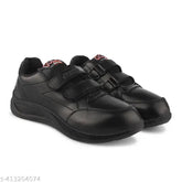 Boys synthetic leather Gola-Black school uniform shoe, ideal for fast-growing feet with velcro closure and EVA insole. Solid net pattern, suitable for active boys