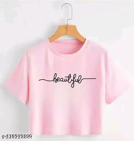 Pink cotton blend short-sleeved shirt with printed net pattern, size S (36in bust, 17in length) - Indian fashion apparel