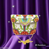 Handmade, fabric designer clutch, embroidered net, beaded women's purse - Indian artisan crafted accessory