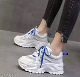 Mesh and PU lace-up sneakers for women's bellies in trendy casual design, extra cushioning, India-made