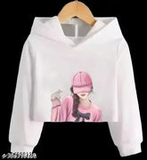 Printed polyester hoodie with long sleeves, casual type for women, featuring a front design, size S (34in bust, 32in waist), made in India