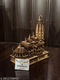 Hand carved wooden Shri Ram Mandir Ayodhya 3D showpiece, perfect for home or car dashboard decoration