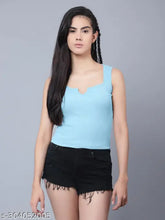 Stylish cotton blend crop top tank, sleeveless and ribbed, trendy beachwear for women. Made in India