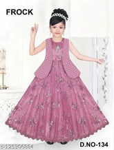 Embellished net sleeveless frock for girls, 3-4 Years, comfortable kids' wear for parties and events