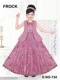 Embellished net sleeveless frock for girls, 3-4 Years, comfortable kids' wear for parties and events