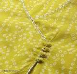 Light yellow pure cotton Designer kurti, three-quarter sleeves, printed. Haldi mehandi ethnic wear for women, trendy, summer dress. Indian clothing for women, plus size, affordable fashion