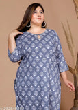 Plus Size Printed Cotton Kurta, stylish long-sleeved option in multiple sizes (XXXL - 8XL), Indian design