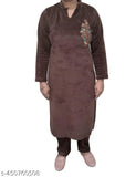 Winter woolen kurta palazzo set, embroidered net three-quarter sleeves, single set for women, India origin