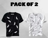 Best-selling round neck cotton blend half sleeves t-shirt for men (pack of 2), printed design on Indian-made garment