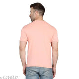 Peach colorblocked cotton slim round men's T-shirt, short sleeves, size S-XXL