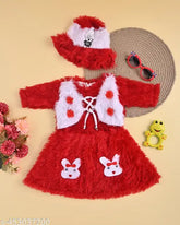 Wool winter wear for kids: Self-designed long-sleeved frock and t-shirt, girls nightdress combo in 6-12M to 2-3Y sizes from India