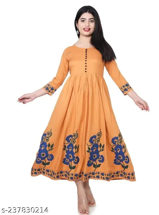Stylish rayon Cheeku Kurti for women, three-quarter sleeve with printed combo. M: Bust 38", L: Bust 40", XL: Bust 42", XXL: Bust 44". Indian fashion